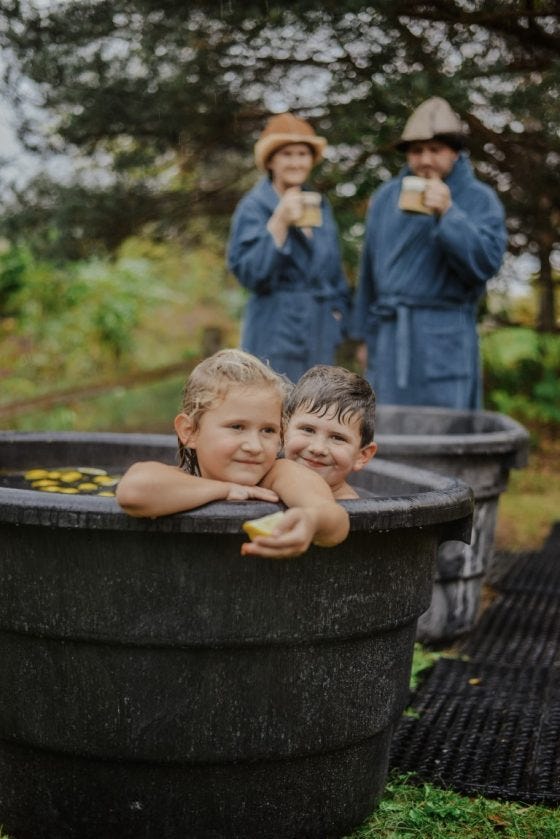 A Family Affair: Dan, Anya, and 2 of The Banya House's most frequent (and worst paying :) guests