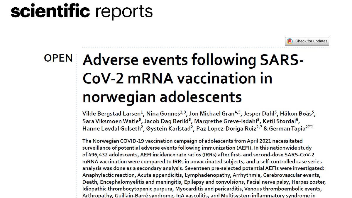 The Norway study by Larsen shows troubling data, but don't worry because there won't be any investigations!