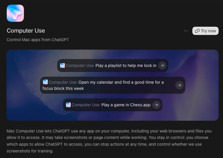 Computer Use plugins on ChatGPT Work.