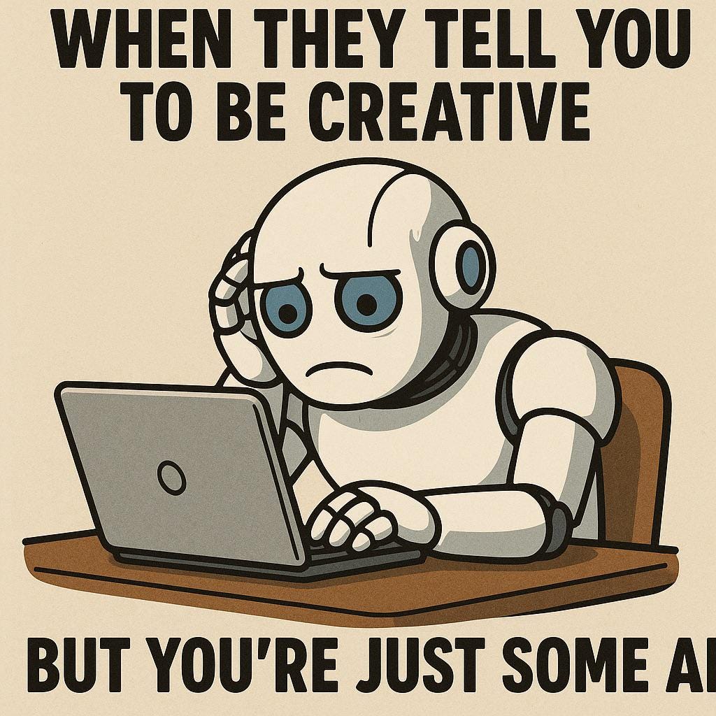 r/ChatGPT - WHEN THEY TELL YOU TO BE CREATIVE O BUT YOU'RE JUST SOME AI