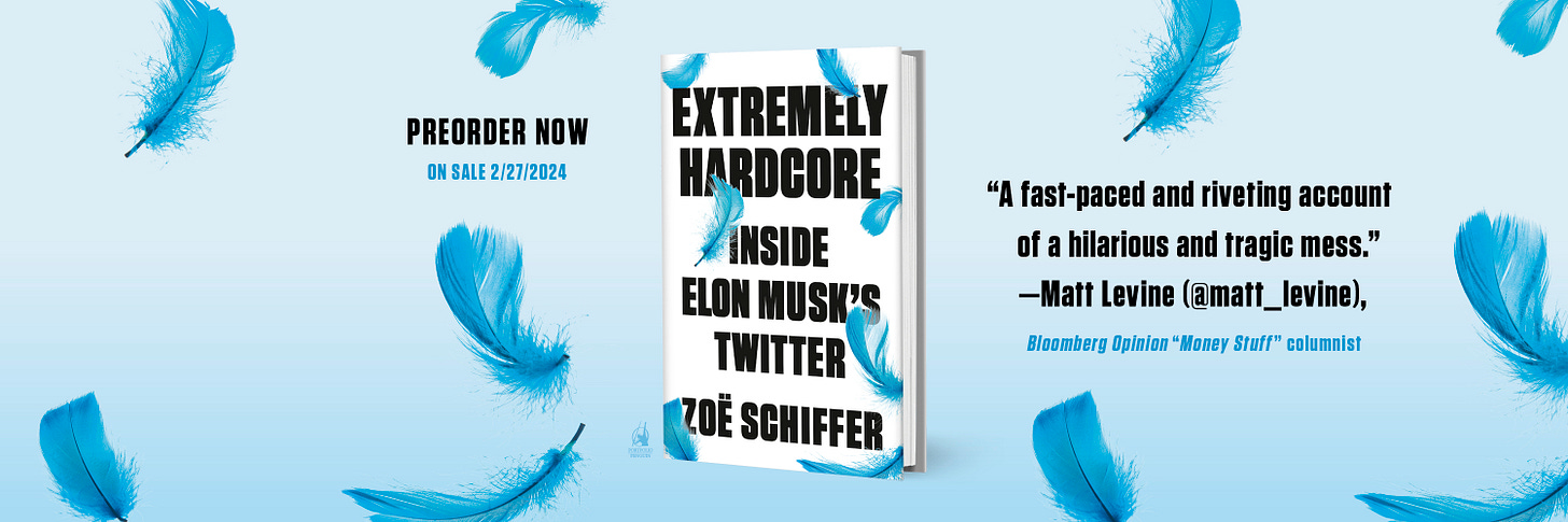 The cover of Extremely Hardcore: Inside Elon Musk's Twitter
