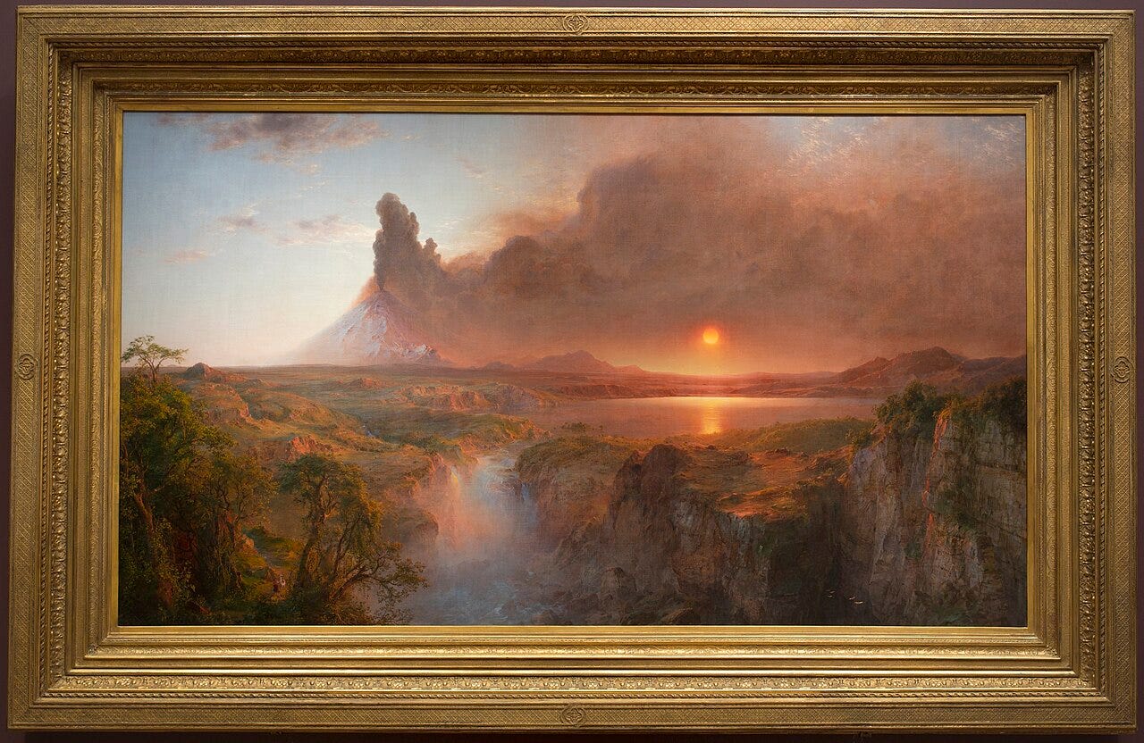 An erupting volcano under a blood red sky An erupting volcano under a blood red sky