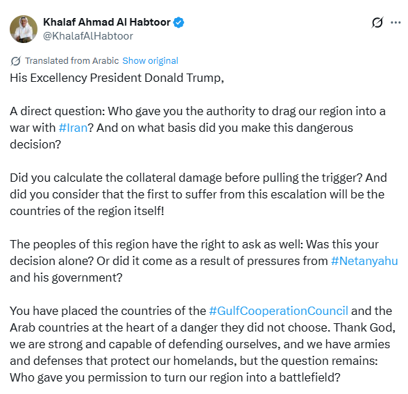 Khalaf Ahmad Ak Habtoor's post on X Khalaf Ahmad Ak Habtoor's post on X