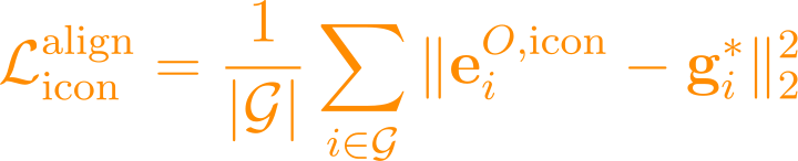 \mathcal{L}_{\text{icon}}^{\text{align}} = \frac{1}{|\mathcal{G}|}\sum_{i \in \mathcal{G}} \|\mathbf{e}_i^{O,\text{icon}} - \mathbf{g}_i^*\|_2^2
