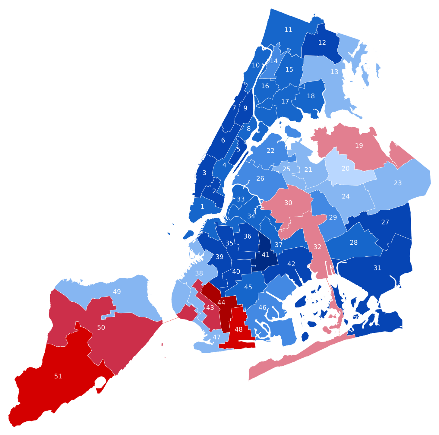 2024 presidential election New York City Council map