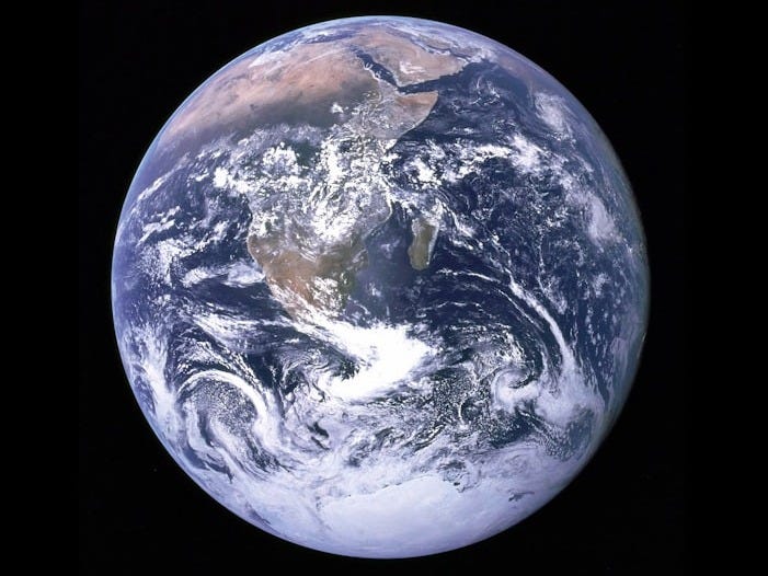 Earth with clouds above the African continent