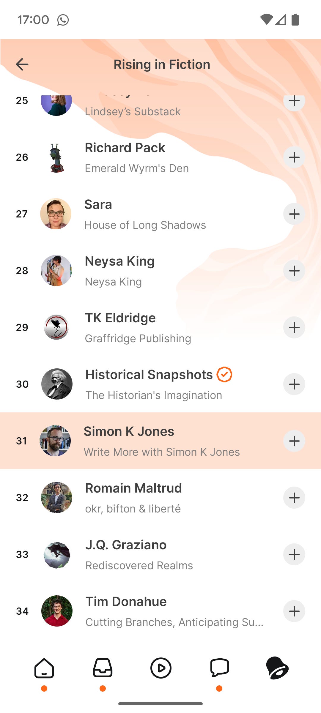 A screenshot of the 'Rising in Fiction' leaderboard, with me positioned at #31 A screenshot of the 'Rising in Fiction' leaderboard, with me positioned at #31
