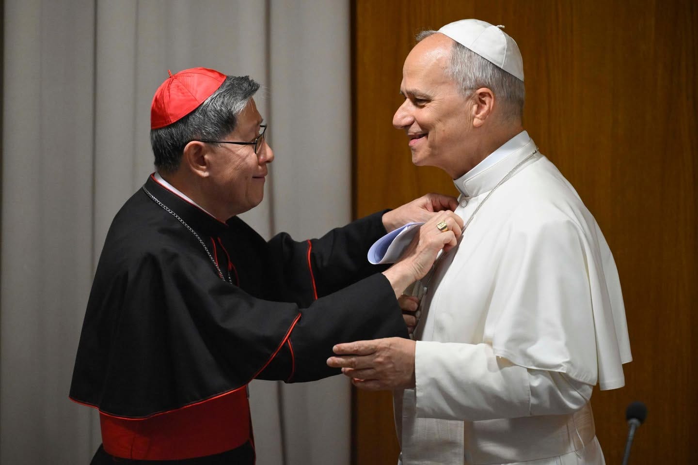 Pope Leo XIV greets Cardinal Luis Antonio Tagle at the Vatican Pope Leo XIV greets Cardinal Luis Antonio Tagle at the Vatican