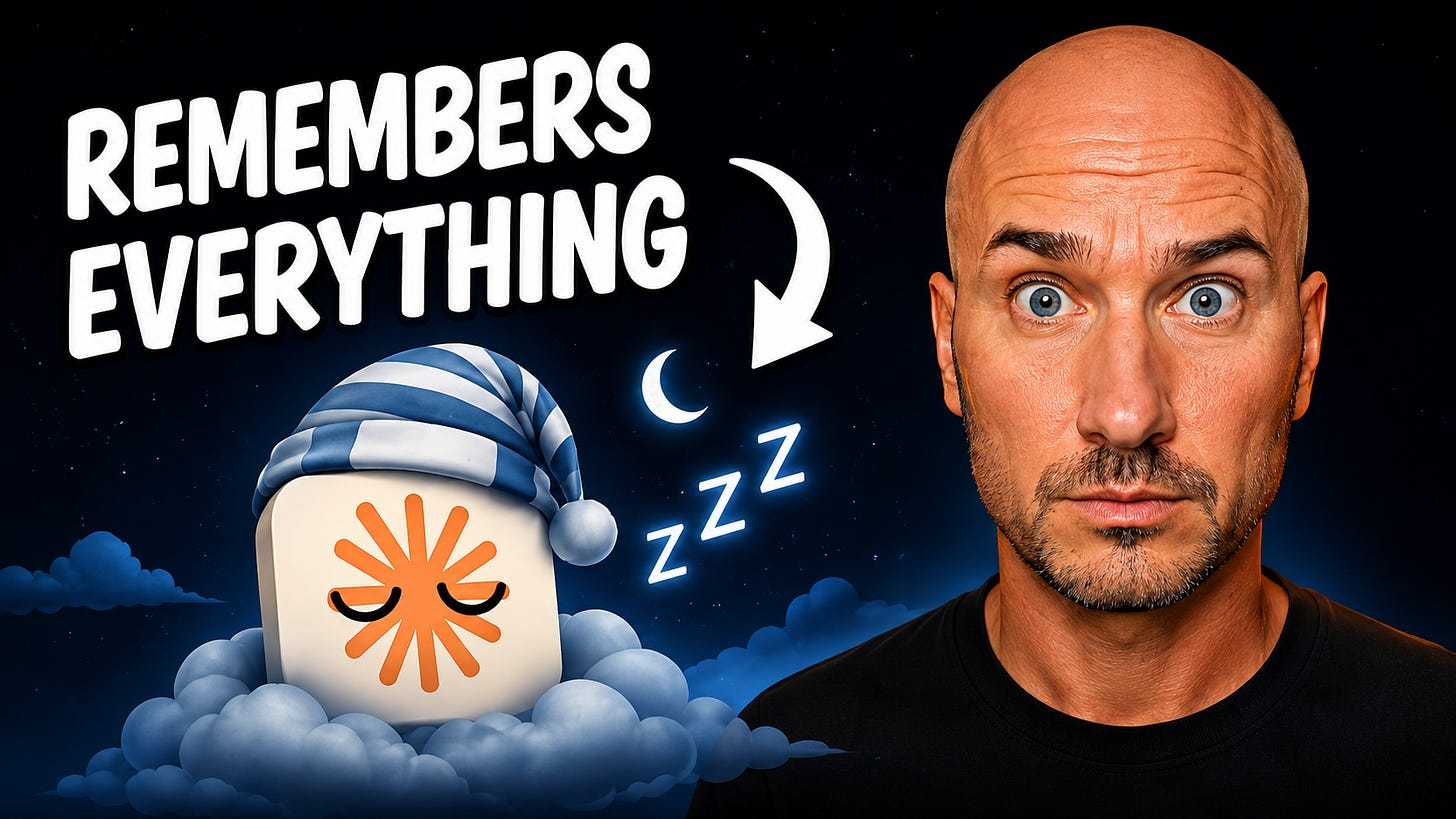 Claude logo sleeping next to a bald YouTuber