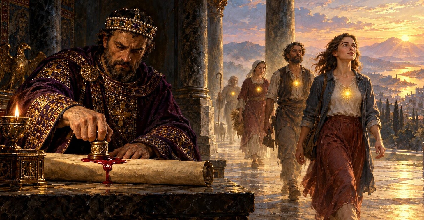 Ein Kaiser versiegelt das Dekret — doch die Seele geht weiter, von Leben zu Leben
