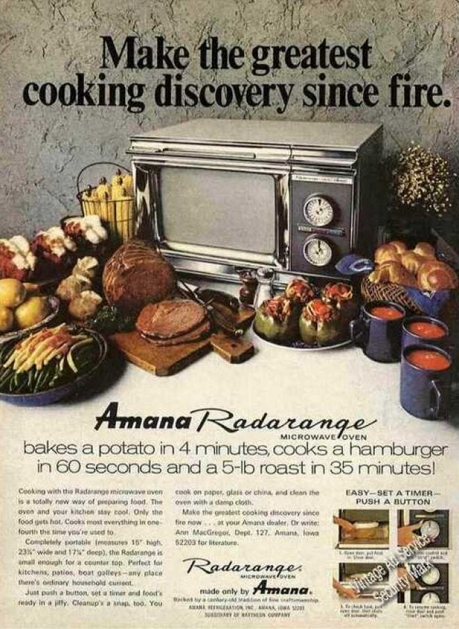 Amana Radarange Greatest Discovery Since Fire | Microwave cooking ... Amana Radarange Greatest Discovery Since Fire | Microwave cooking ...