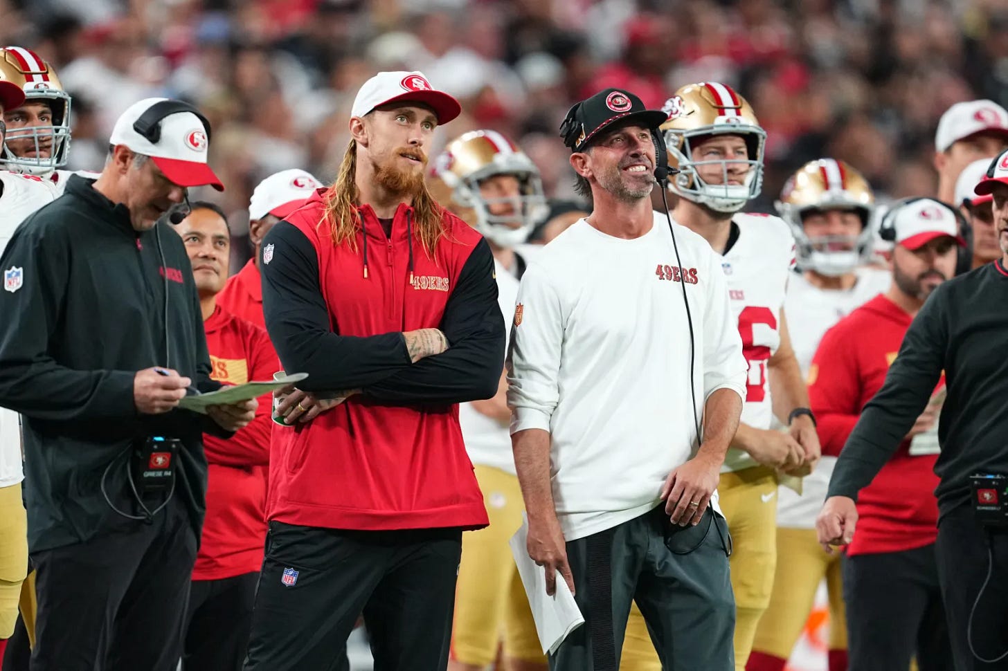 George Kittle, Kyle Shanahan, San Francisco 49ers