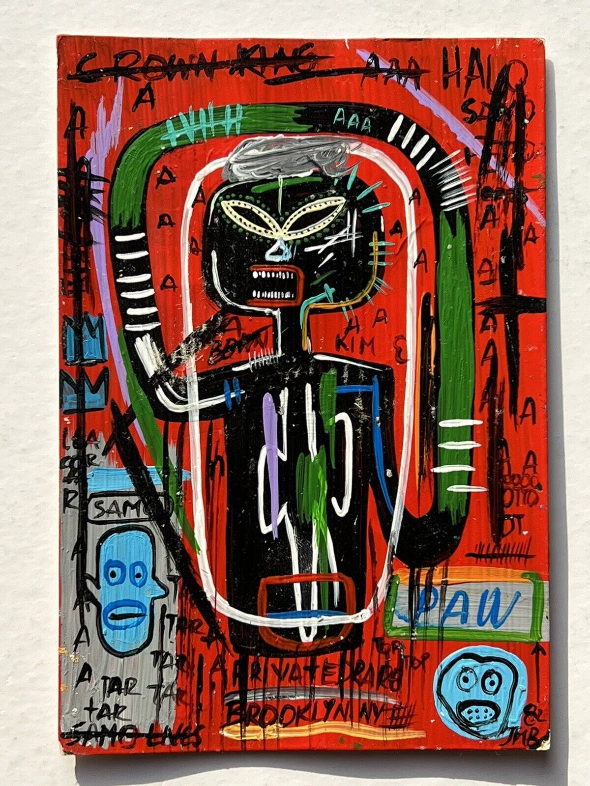 JEAN-MICHEL BASQUIAT MIXED MEDIA POSTCARD VTG ART | eBay