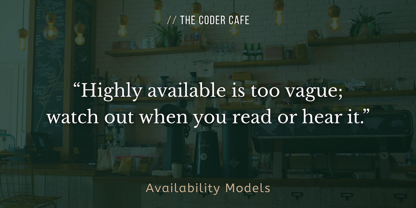Highly available is too vague; watch out when you read or hear it.
