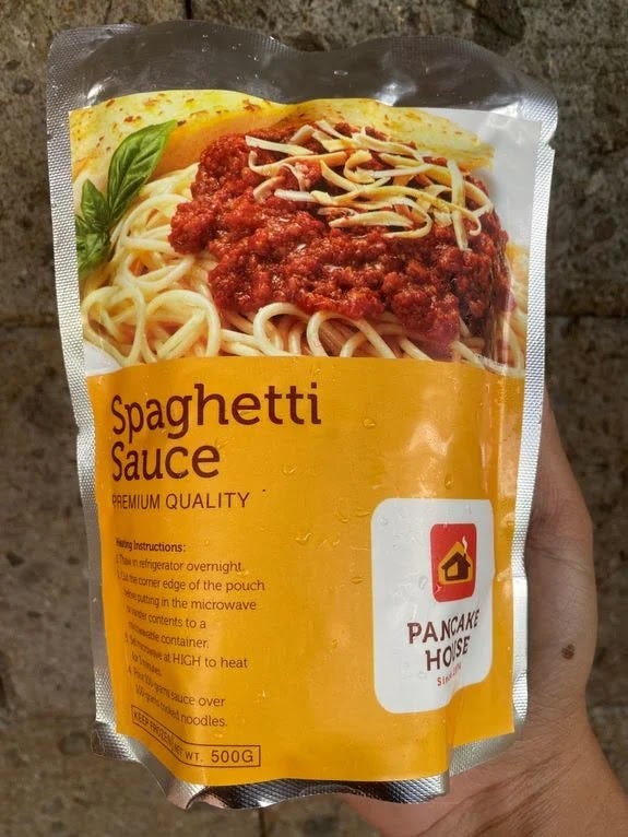 Max's Group Pancake House ready-to-heat spaghetti sauce from Max's Group