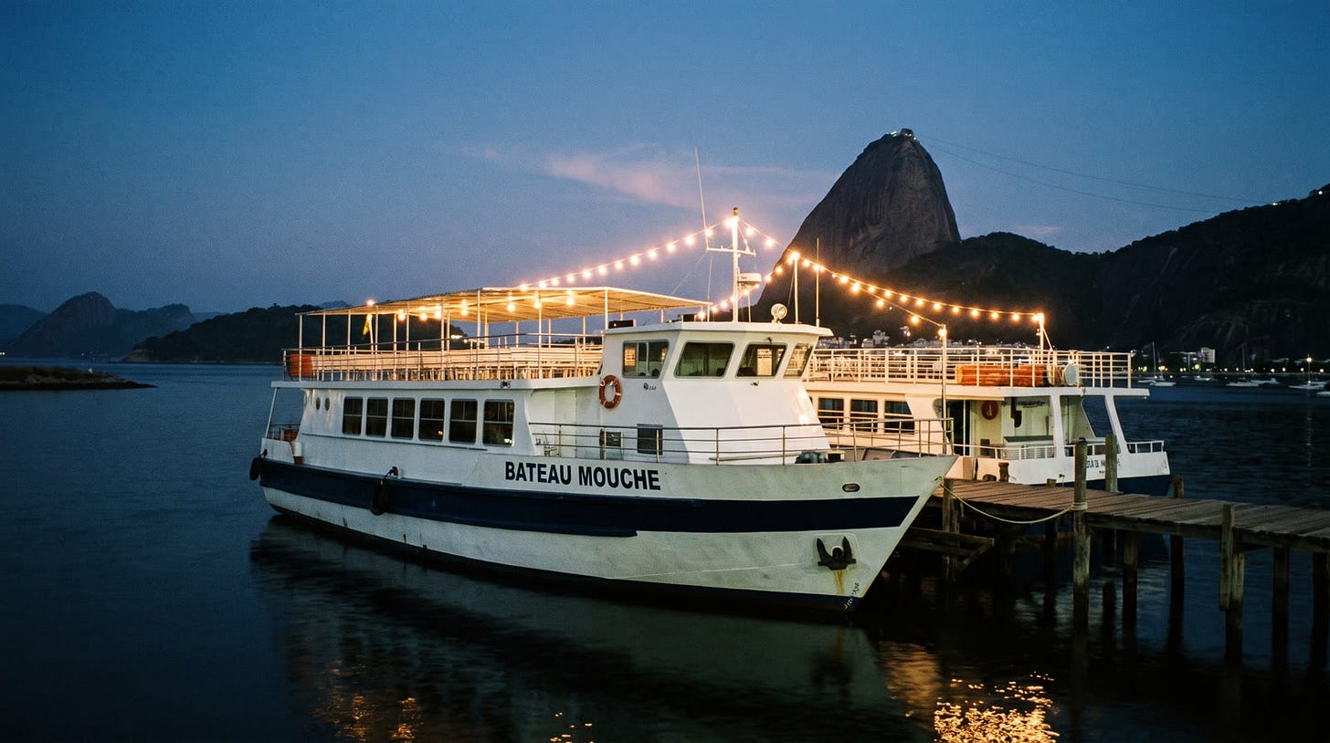 A imagem-âncora do barco, gerada antes de qualquer cena e usada como referência em todas elas.
