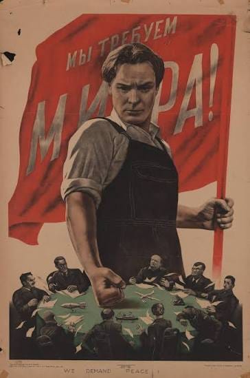 🕊️ Soviet Poster: “We Demand Peace!” (1950) This striking 1950 poster from  the Soviet Union reflects the early Cold War battle for public opinion.  Framed as a popular demand rather than a