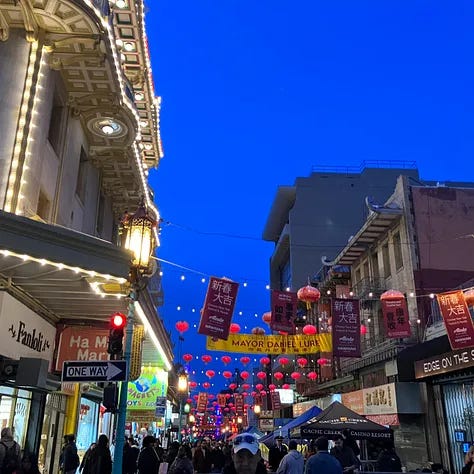 Golden Gate Bridge, TransAmerica Pyramid Building, and China Town