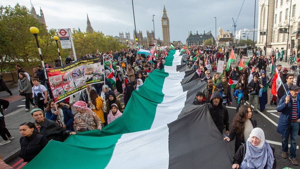 Pro-Palestinian protest in London sees thousands call for bombing to ...