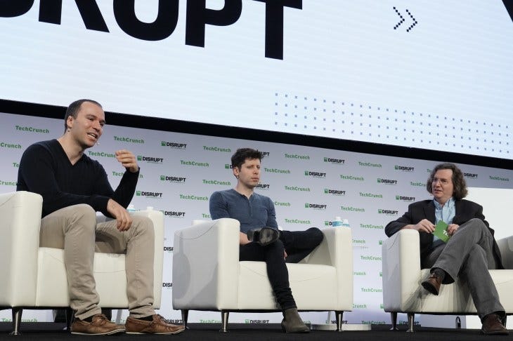 Greg Brockman, seen beside former OpenAI CEO Sam Altman during TechCrunch Disrupt 2019 Greg Brockman, seen beside former OpenAI CEO Sam Altman during TechCrunch Disrupt 2019