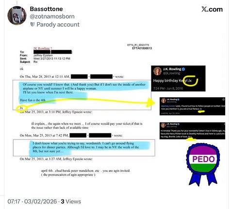 A selection of the various conspiracy theories concerning J.K. Rowling & Jeffrey Epstein