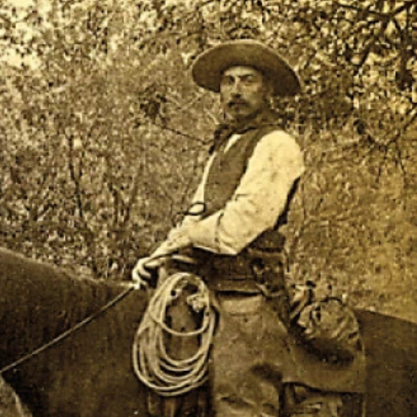 Photo purported to be Dud Champion sitting on a horse. Photo purported to be Dud Champion sitting on a horse.