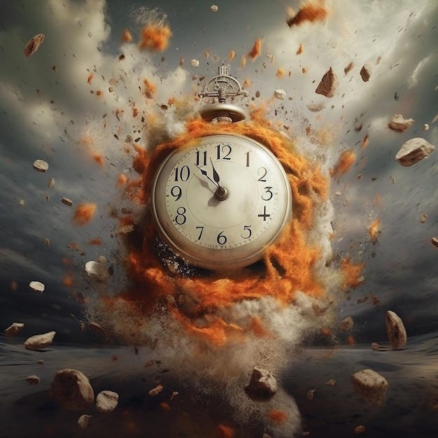 Time in the Celestial Sky Atmospheric Sun and Clouds Reflect on Wall Clock  | Premium AI-generated image
