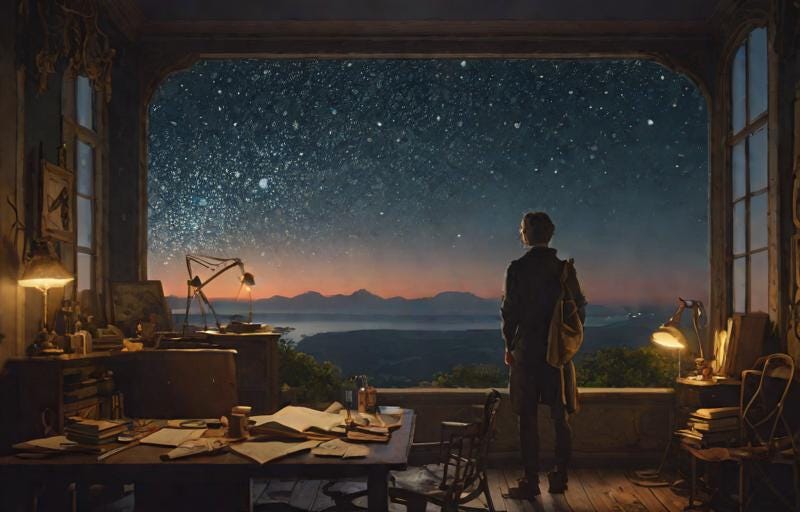 Stargazing at Night and Writing Poetry