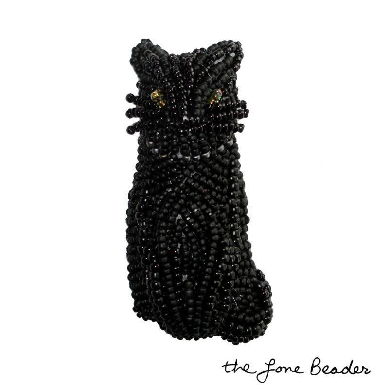 onyx beaded black cat pin/pendant Halloween wearable art beadwork etsy thelonebeader witch onyx beaded black cat pin/pendant Halloween wearable art beadwork etsy thelonebeader witch