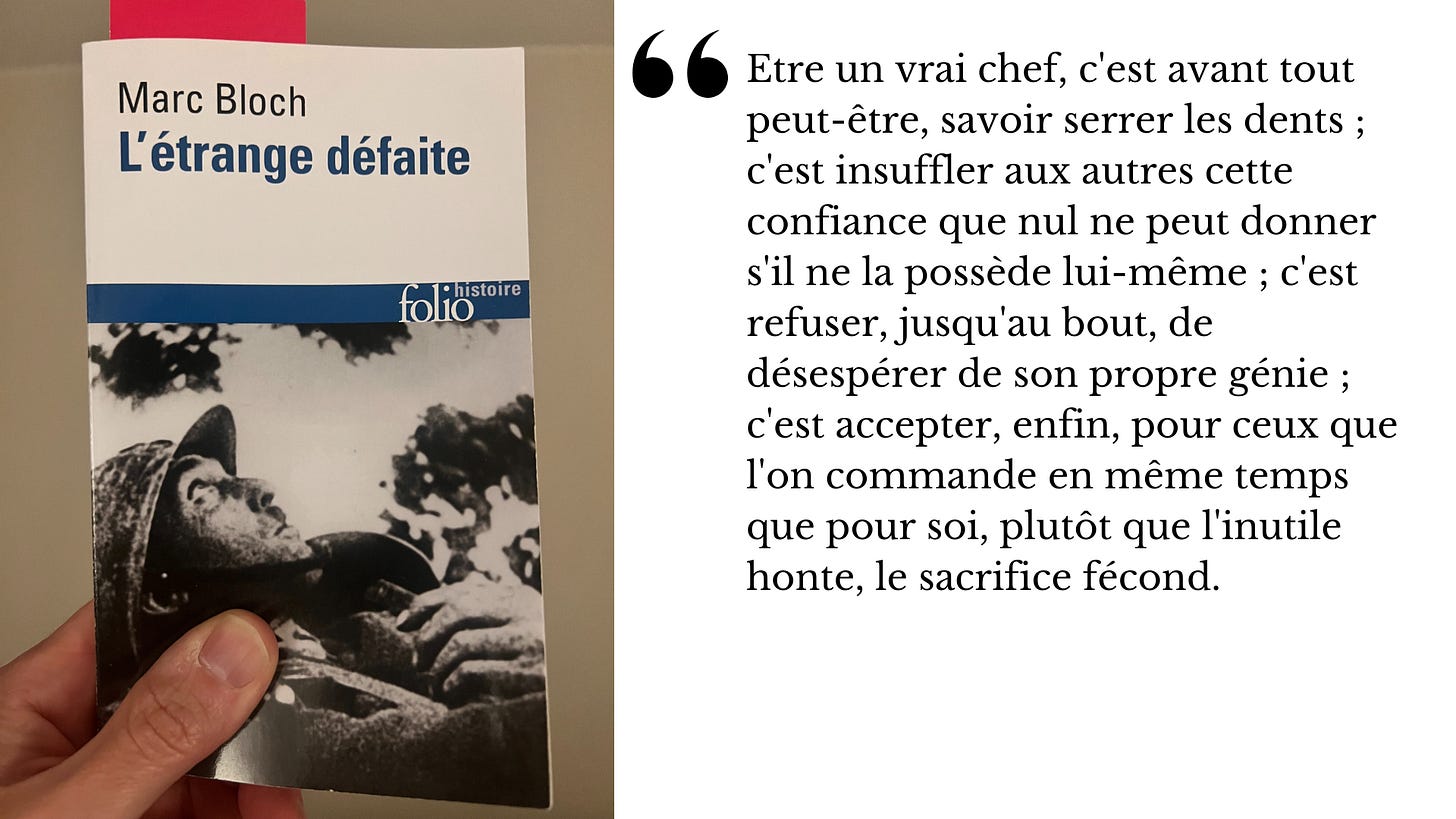 Citation de Marc Bloch sur les chefs. Citation de Marc Bloch sur les chefs.