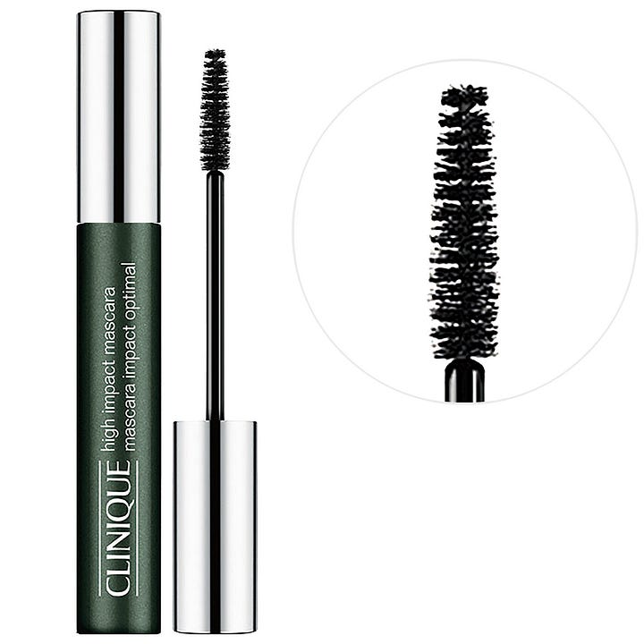 Clinique High Impact Mascara and Ilia Clean Line Gel Eyeliner bottles side by side for a mascara free sensitive eye makeup routine