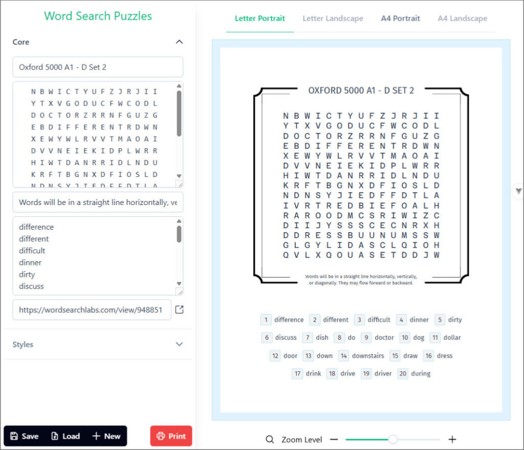 Word Search Puzzles Application - Core Puzzle Elements
