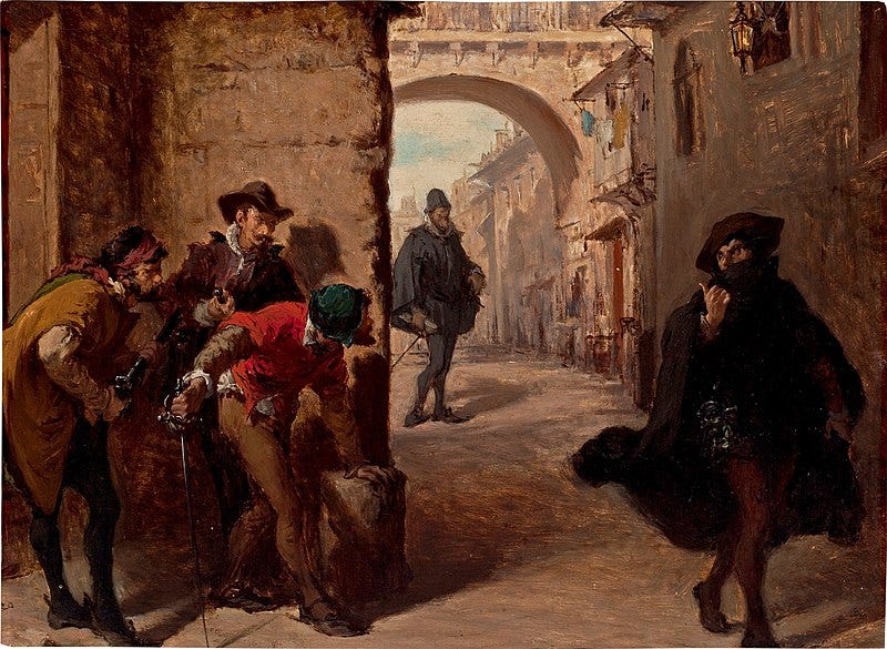 Painting depicting the murder of Juan de Escobedo Painting depicting the murder of Juan de Escobedo