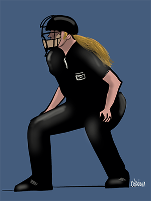 Illustration of female home plate umpire Illustration of female home plate umpire