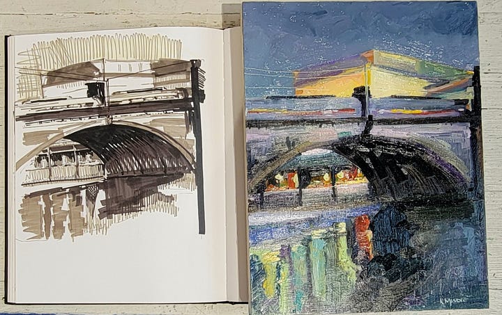 Paintings of bridges over the Schuylkill River