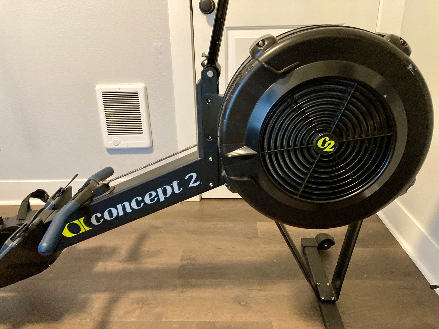 Photo of a rowing machine's flywheel