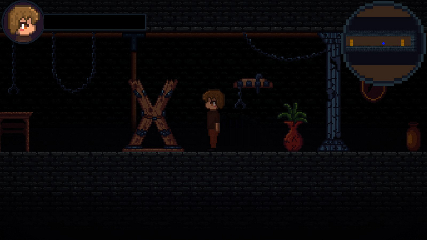 A dimly-lit dungeon full of different restrains