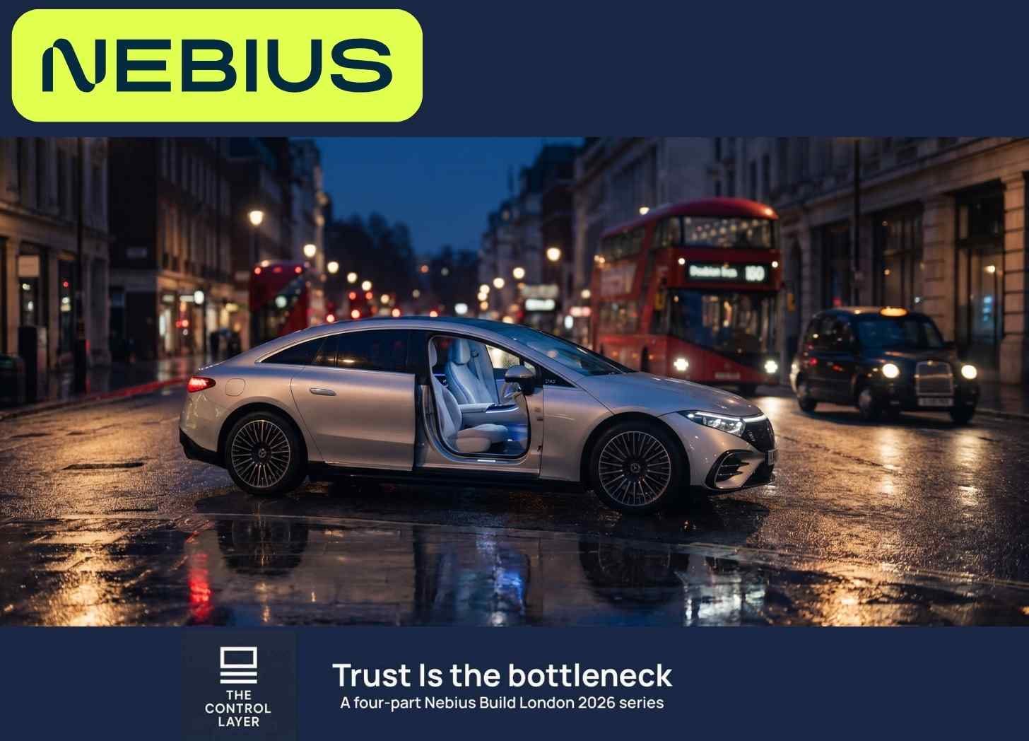 A self-driving car on a wet London street at dusk with an empty, glowing driver's seat — Wayve and Uber's 2026 robotaxi, trained partly on AI-generated 'dreamed' scenarios. A self-driving car on a wet London street at dusk with an empty, glowing driver's seat — Wayve and Uber's 2026 robotaxi, trained partly on AI-generated 'dreamed' scenarios.