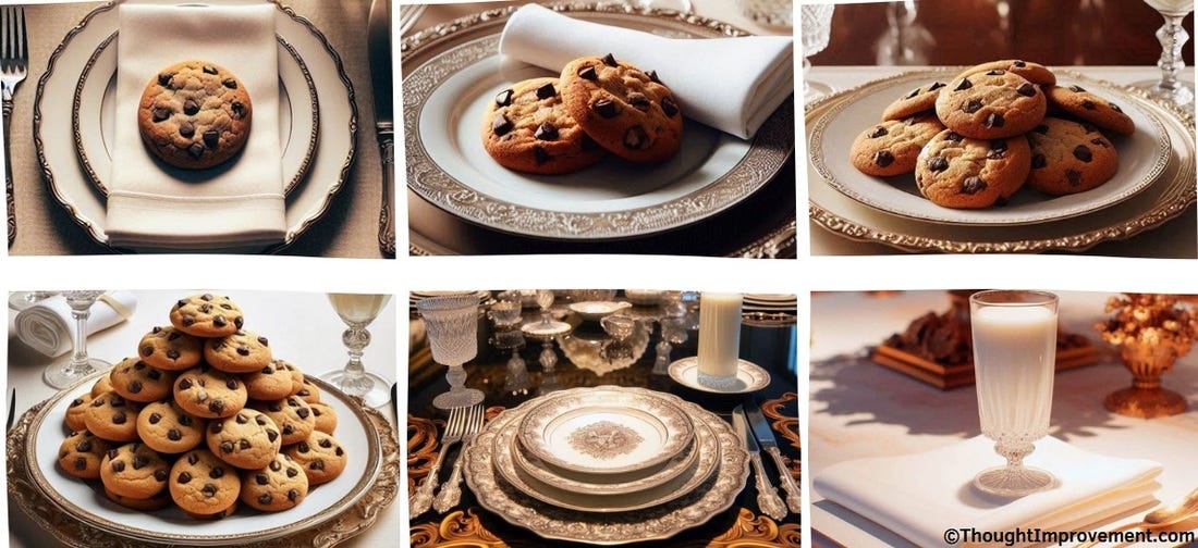 A graphic showing different numbers of cookies on plates.