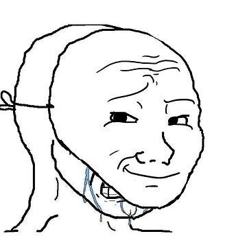 smug but crying inside wojak mask meme Art Print