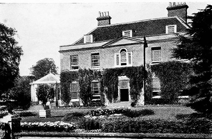 An English country house and the front door of a Paris house.