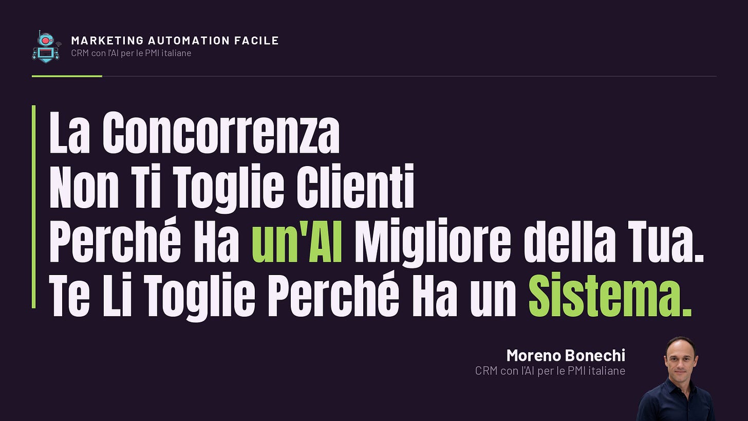La Concorrenza Non Ti Toglie Clienti Perché Ha un'AI Migliore della Tua. Te Li Toglie Perché Ha un Sistema.