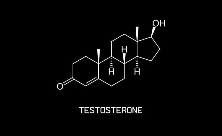 This may contain: the chemical formula for testosterone is shown in white on a black background