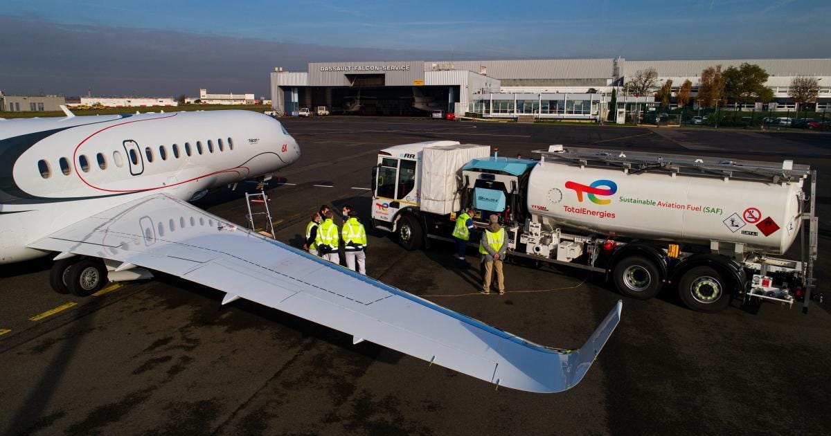 Dassault Aviation jet with SAF