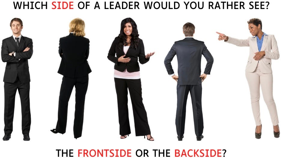 Five bosses, three facing you and two facing away: WHICH SIDE WOULD YOU RATHER SEE, FRONT OR BACK