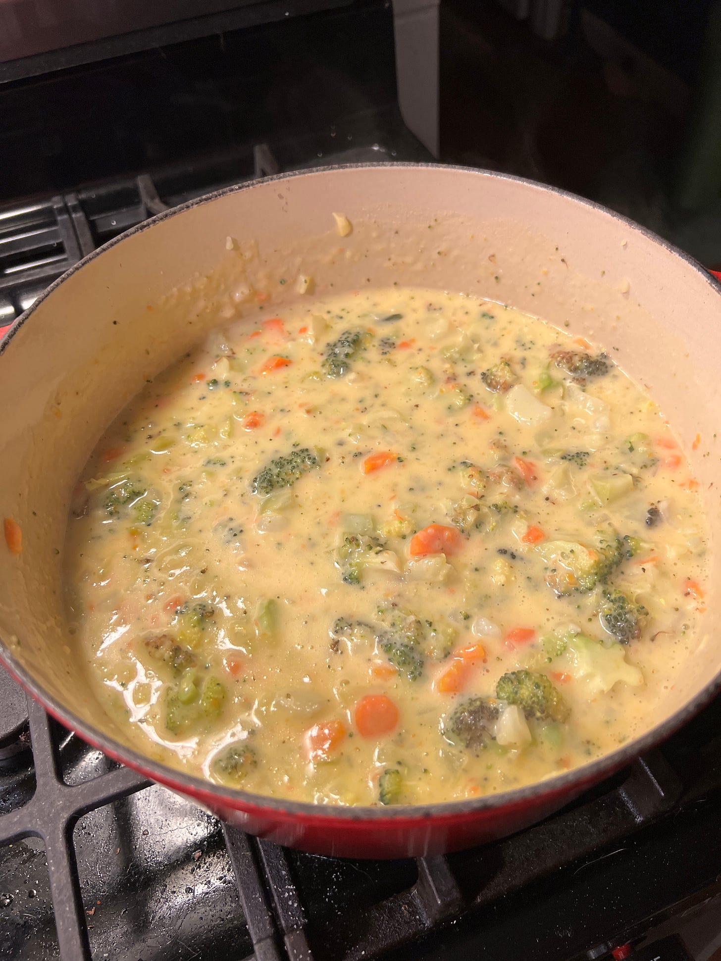 unflattering photo of broccoli cheddar soup