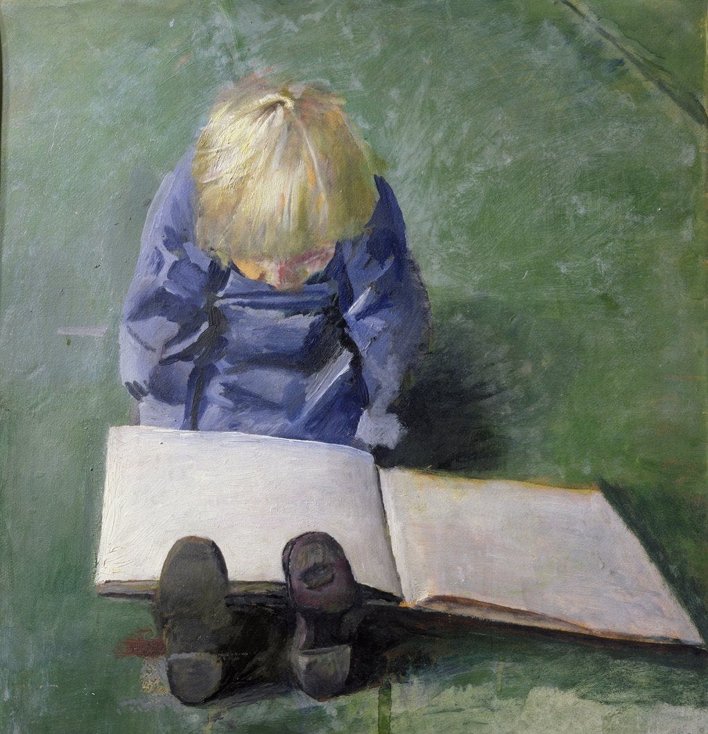 Little Ebbe Reading by Christian Krohg
