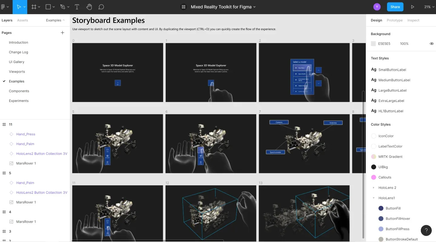 Ejemplo de diseños de Storyboard en Figma.