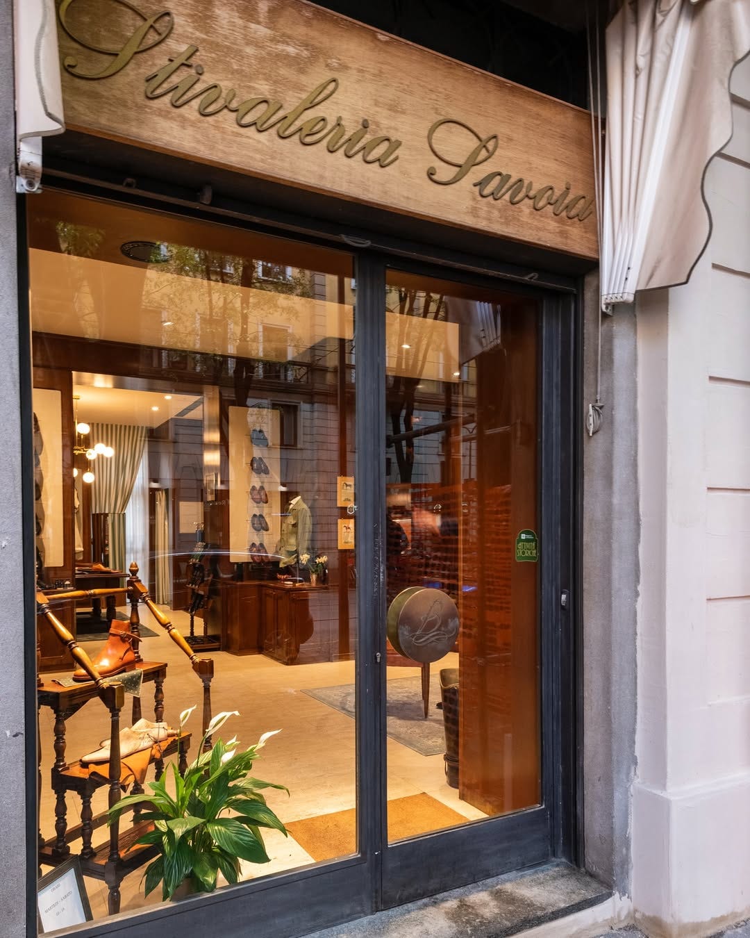 The exterior of Stivaleria Savoia, a generations-old Milanese shoe atelier.