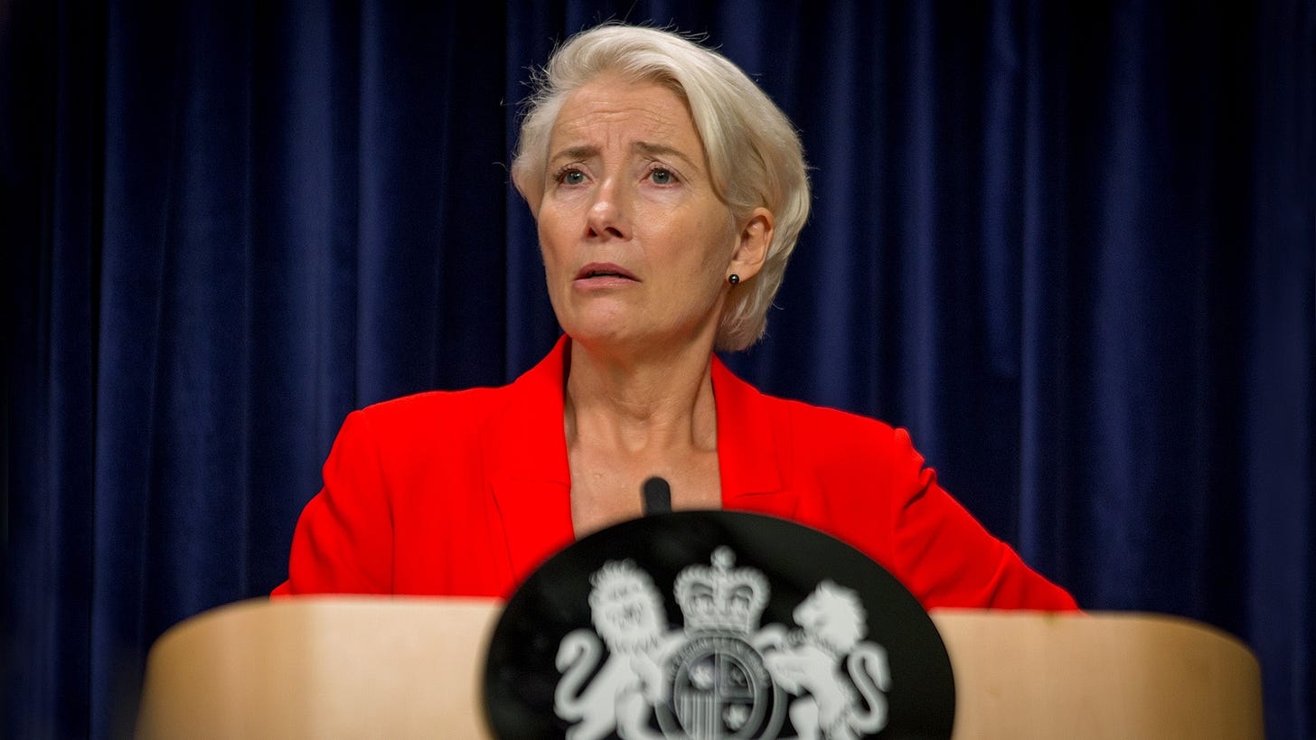A screenshot of Emma Thompson playing Vivienne Rook in Years and Years A screenshot of Emma Thompson playing Vivienne Rook in Years and Years